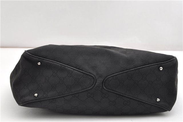 Authentic GUCCI Vintage Shoulder Tote Bag GG Canvas Leather 113017 Black 2053G