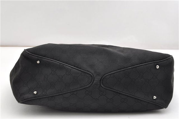 Authentic GUCCI Vintage Shoulder Tote Bag GG Canvas Leather 113017 Black 2053G