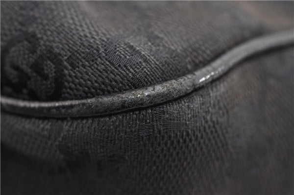 Authentic GUCCI Vintage Shoulder Tote Bag GG Canvas Leather 113017 Black 2053G