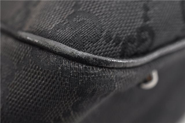 Authentic GUCCI Vintage Shoulder Tote Bag GG Canvas Leather 113017 Black 2053G
