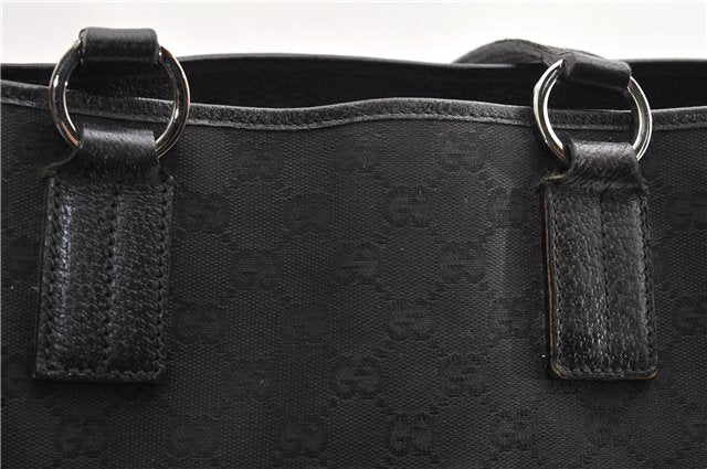 Authentic GUCCI Vintage Shoulder Tote Bag GG Canvas Leather 113017 Black 2053G