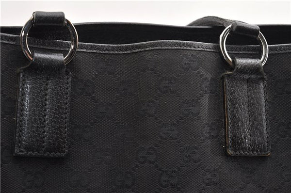 Authentic GUCCI Vintage Shoulder Tote Bag GG Canvas Leather 113017 Black 2053G