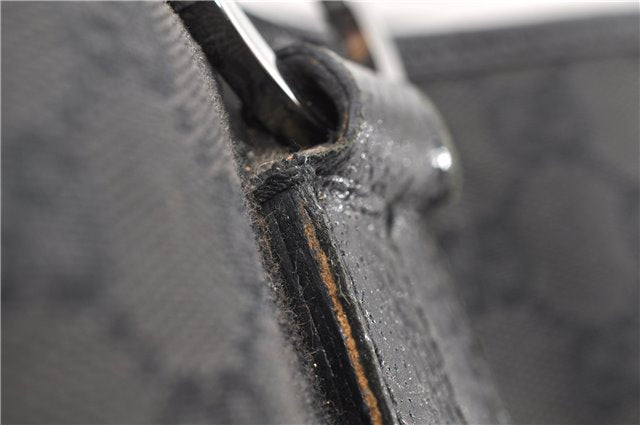 Authentic GUCCI Vintage Shoulder Tote Bag GG Canvas Leather 113017 Black 2053G