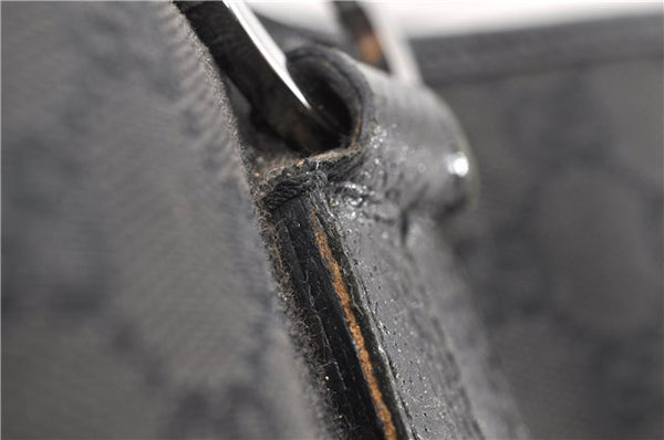 Authentic GUCCI Vintage Shoulder Tote Bag GG Canvas Leather 113017 Black 2053G