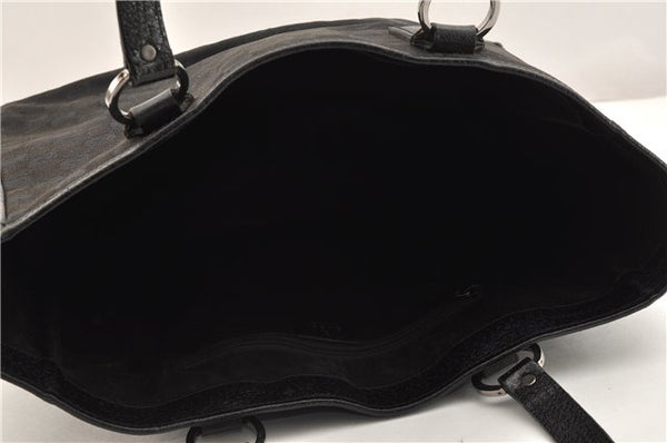 Authentic GUCCI Vintage Shoulder Tote Bag GG Canvas Leather 113017 Black 2053G