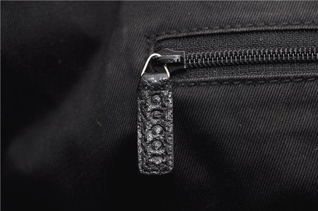 Authentic GUCCI Vintage Shoulder Tote Bag GG Canvas Leather 113017 Black 2053G