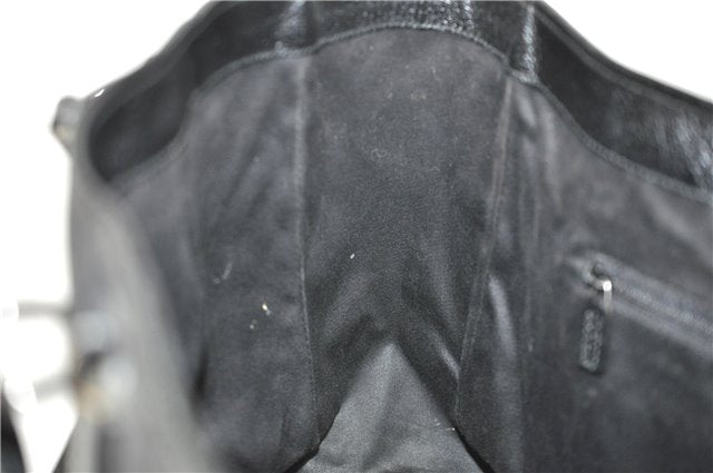 Authentic GUCCI Vintage Shoulder Tote Bag GG Canvas Leather 113017 Black 2053G