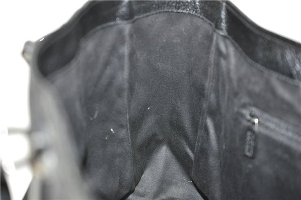 Authentic GUCCI Vintage Shoulder Tote Bag GG Canvas Leather 113017 Black 2053G