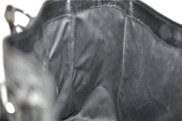 Authentic GUCCI Vintage Shoulder Tote Bag GG Canvas Leather 113017 Black 2053G