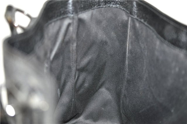 Authentic GUCCI Vintage Shoulder Tote Bag GG Canvas Leather 113017 Black 2053G