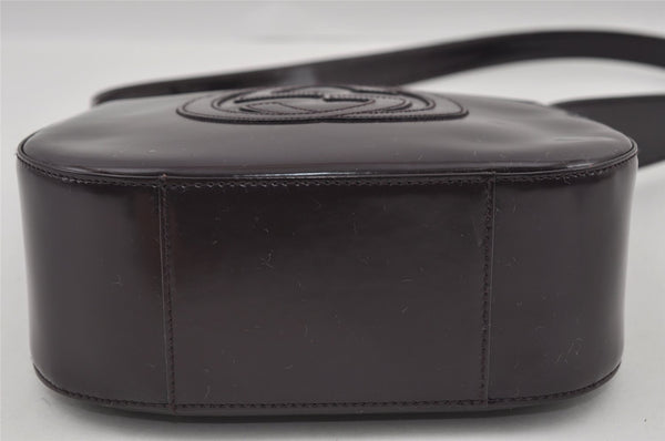 Authentic GUCCI Interlocking G Shoulder Bag Purse Enamel Dark Purple Junk 2057I