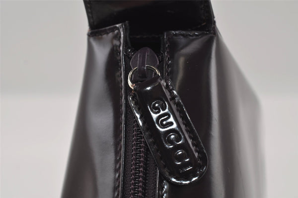 Authentic GUCCI Interlocking G Shoulder Bag Purse Enamel Dark Purple Junk 2057I