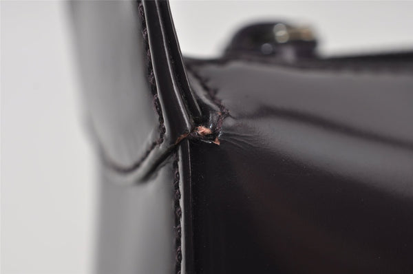 Authentic GUCCI Interlocking G Shoulder Bag Purse Enamel Dark Purple Junk 2057I