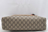 Authentic GUCCI Web Sherry Line GG Plus Tote Bag GG PVC Leather Brown 2058I