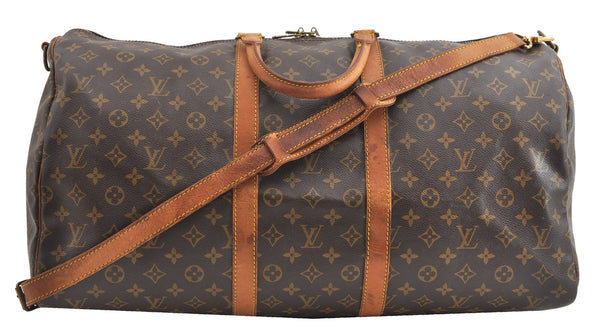 Authentic Louis Vuitton Monogram Keepall Bandouliere 55 M41414 Boston Bag 2059G