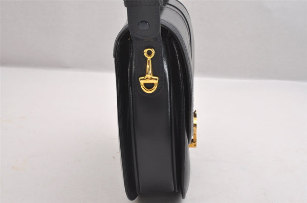 Authentic GUCCI Vintage Shoulder Cross Body Bag Purse Leather Black 2059I