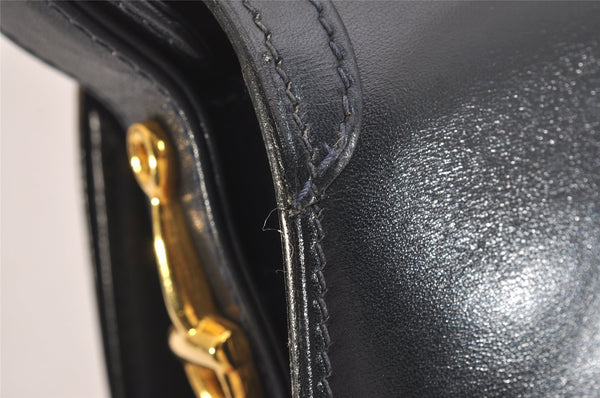 Authentic GUCCI Vintage Shoulder Cross Body Bag Purse Leather Black 2059I