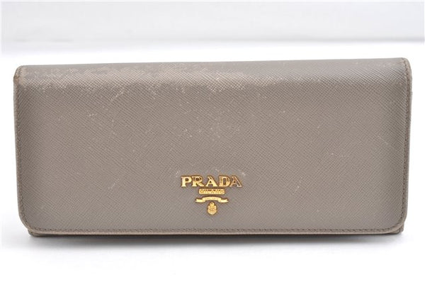 Authentic PRADA Saffiano Metal Leather Long Wallet Purse 1M1132 Beige Box 2060G