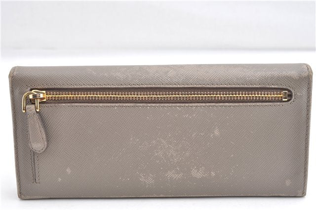 Authentic PRADA Saffiano Metal Leather Long Wallet Purse 1M1132 Beige Box 2060G