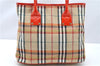 Authentic BURBERRY Vintage Nova Check Canvas Enamel Hand Bag Beige 2061G