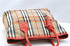 Authentic BURBERRY Vintage Nova Check Canvas Enamel Hand Bag Beige 2061G