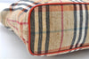 Authentic BURBERRY Vintage Nova Check Canvas Enamel Hand Bag Beige 2061G