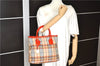 Authentic BURBERRY Vintage Nova Check Canvas Enamel Hand Bag Beige 2061G