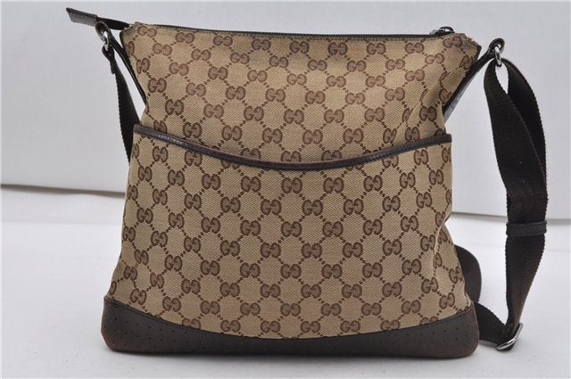 Authentic GUCCI Shoulder Cross Body Bag GG Canvas Leather 145857 Brown 2062G