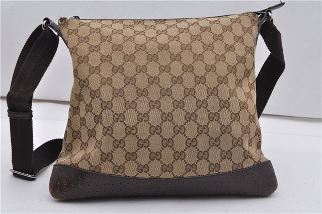 Authentic GUCCI Shoulder Cross Body Bag GG Canvas Leather 145857 Brown 2062G