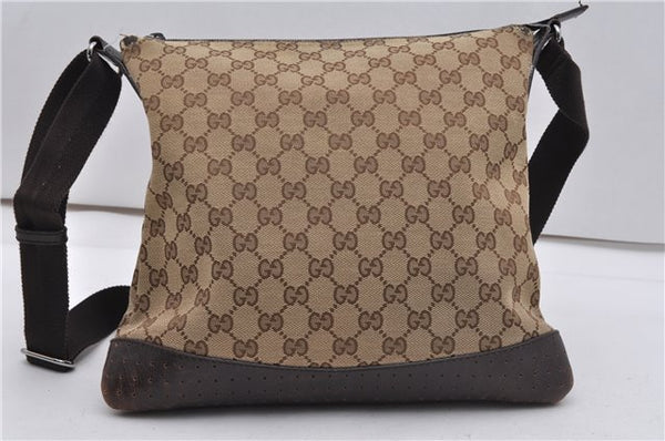 Authentic GUCCI Shoulder Cross Body Bag GG Canvas Leather 145857 Brown 2062G