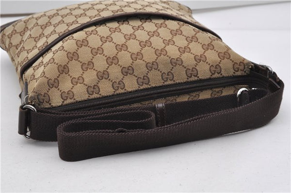 Authentic GUCCI Shoulder Cross Body Bag GG Canvas Leather 145857 Brown 2062G