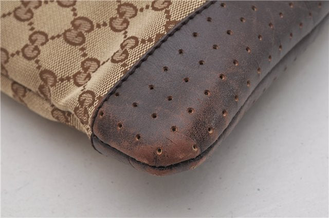 Authentic GUCCI Shoulder Cross Body Bag GG Canvas Leather 145857 Brown 2062G