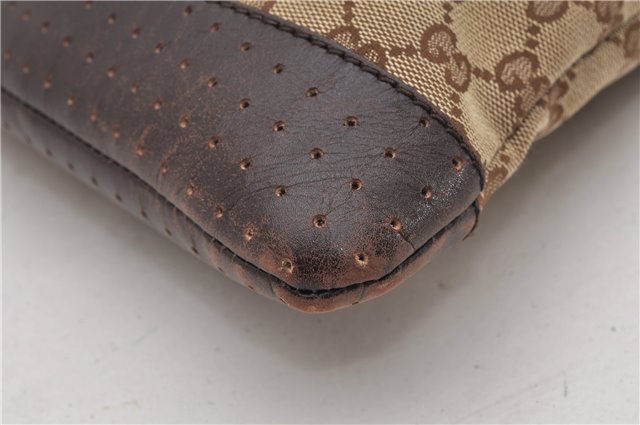 Authentic GUCCI Shoulder Cross Body Bag GG Canvas Leather 145857 Brown 2062G