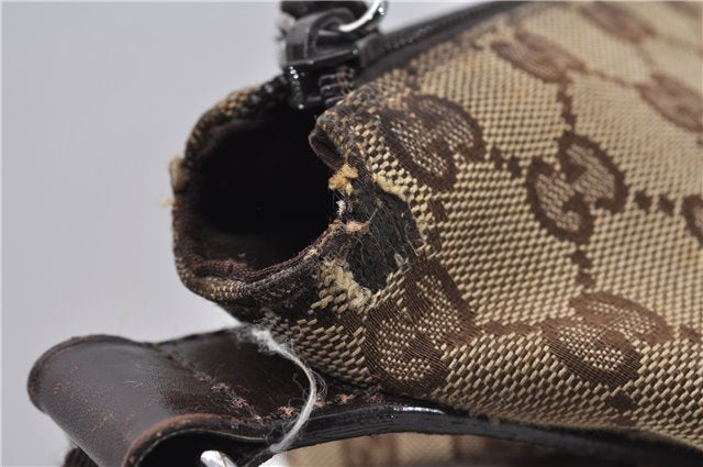 Authentic GUCCI Shoulder Cross Body Bag GG Canvas Leather 145857 Brown 2062G