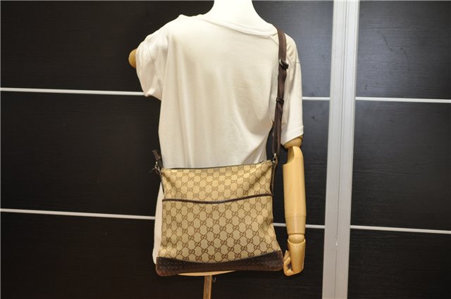 Authentic GUCCI Shoulder Cross Body Bag GG Canvas Leather 145857 Brown 2062G