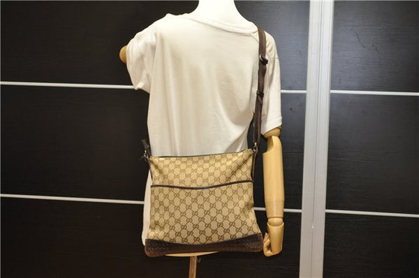Authentic GUCCI Shoulder Cross Body Bag GG Canvas Leather 145857 Brown 2062G