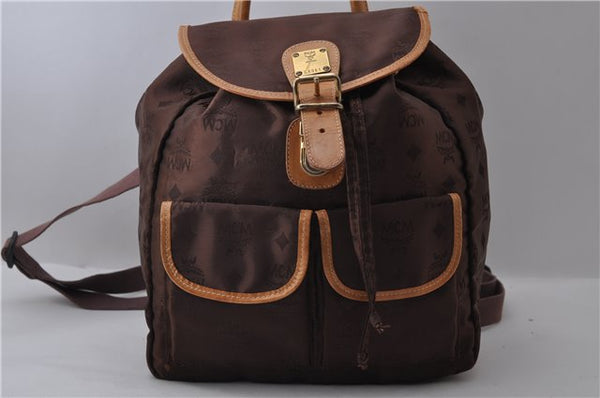 Authentic MCM Visetos Nylon Leather Vintage Backpack Brown 2063D