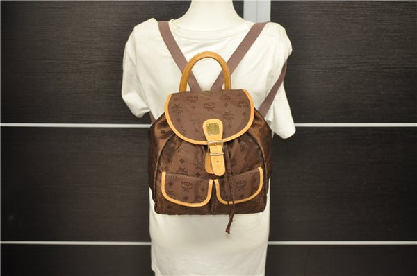 Authentic MCM Visetos Nylon Leather Vintage Backpack Brown 2063D