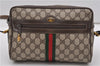 Authentic GUCCI Web Sherry Line Shoulder Bag GG PVC Leather Brown Junk 2063G