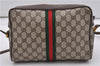 Authentic GUCCI Web Sherry Line Shoulder Bag GG PVC Leather Brown Junk 2063G