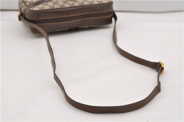 Authentic GUCCI Web Sherry Line Shoulder Bag GG PVC Leather Brown Junk 2063G