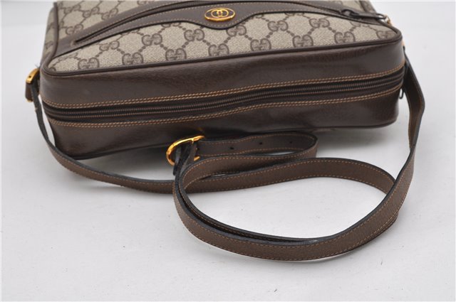 Authentic GUCCI Web Sherry Line Shoulder Bag GG PVC Leather Brown Junk 2063G