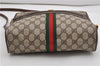 Authentic GUCCI Web Sherry Line Shoulder Bag GG PVC Leather Brown Junk 2063G