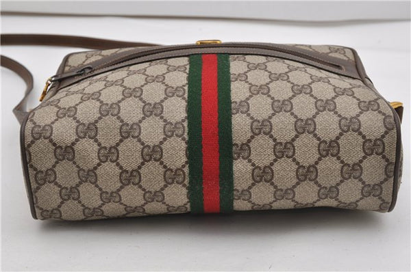 Authentic GUCCI Web Sherry Line Shoulder Bag GG PVC Leather Brown Junk 2063G