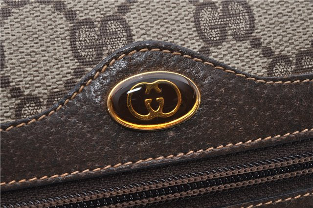 Authentic GUCCI Web Sherry Line Shoulder Bag GG PVC Leather Brown Junk 2063G