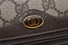 Authentic GUCCI Web Sherry Line Shoulder Bag GG PVC Leather Brown Junk 2063G