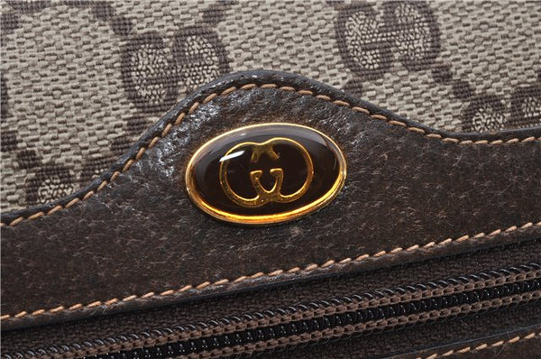 Authentic GUCCI Web Sherry Line Shoulder Bag GG PVC Leather Brown Junk 2063G
