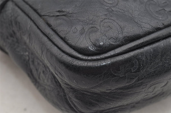 Authentic GUCCI Guccissima GG Leather Shoulder Cross Body Bag 201447 Black 2067I