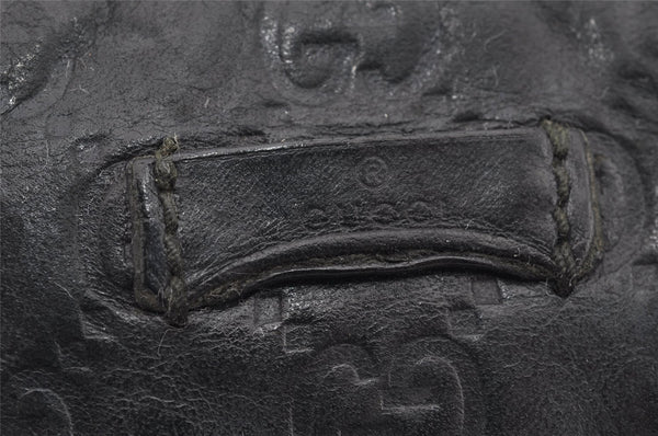 Authentic GUCCI Guccissima GG Leather Shoulder Cross Body Bag 201447 Black 2067I