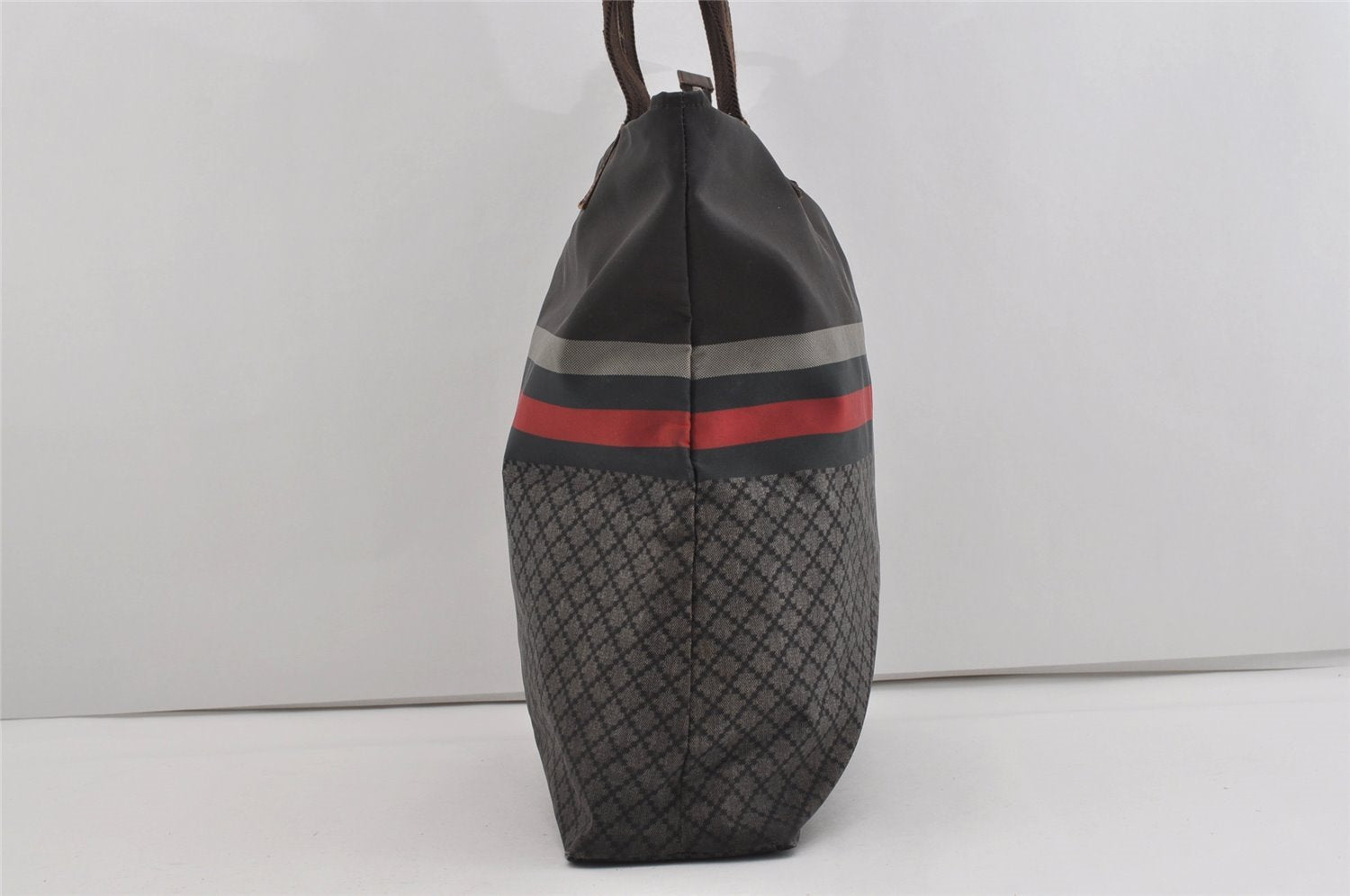 Authentic GUCCI Vintage Diamante Hand Tote Bag Nylon Leather 268112 Brown 2069I